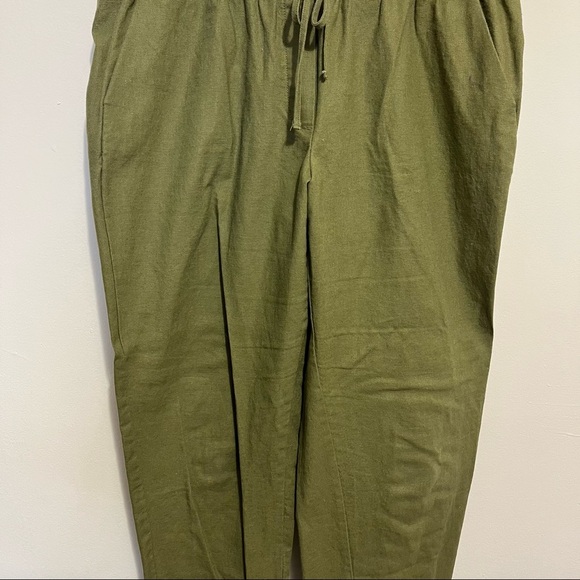 ➕ J. Crew Factory Olive Green Drawstring Linen Blend Pants Womens Size 14 - Picture 5 of 10